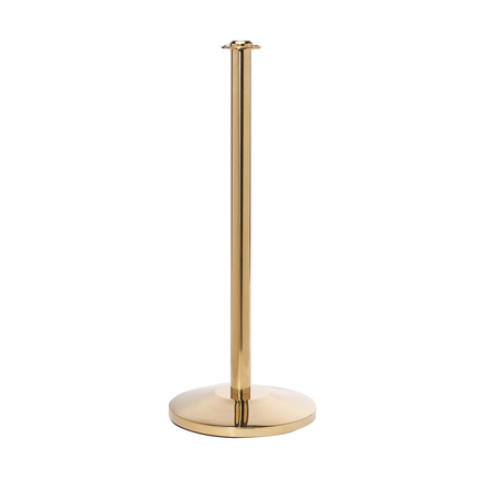 QUEUE SOLUTIONS RopeMaster 351, Flat Top, Sloped Base, Polished Brass Finish PRF351-PB